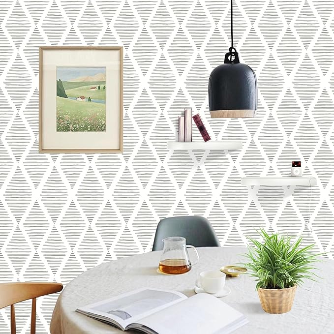 White and Silver Gray Peel and Stick Wallpaper 17.7