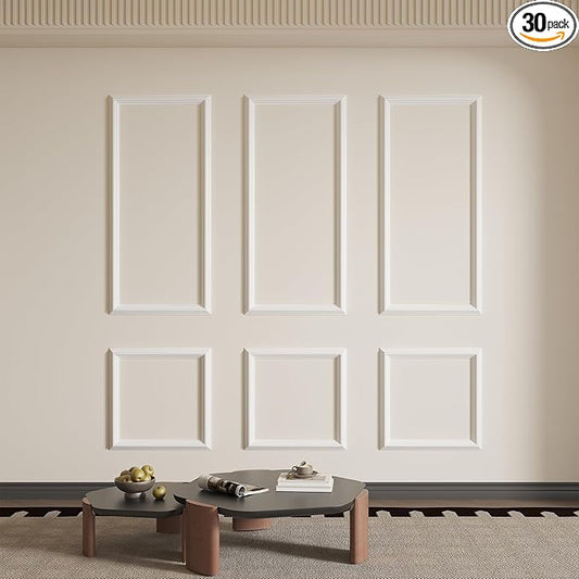 SmartStandard Pre-Cut Wall Molding Kit, 6-Frame Wainscoting Panels for Interior Wall Moulding Decor, Ready to Assemble Accent Panel