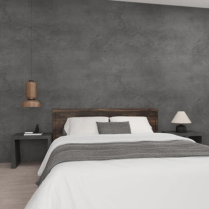 24"×197" Thick Dark Grey Black Concrete Wallpaper Waterproof Charcoal Gray Cement Wallpaper Peel and Stick Matte Textured Self Adhesive Concrete Contact Paper for Bedroom Gym Living Room Walls