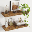 Fun Memories Floating Shelves - 2 Pack 9.3 Inch Deep Rustic Wooden Wall Shelves - Wall Mounted Storage Shelf with Invisible Brackets, 24