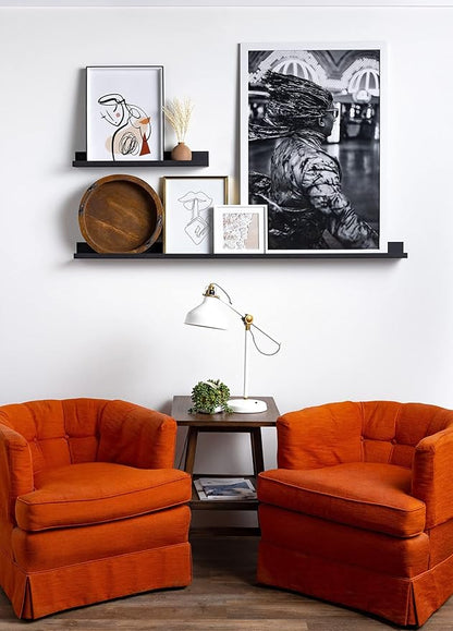 Infinite Design 60" Metal Floating Wall Shelf | Modern Black Powder-Coated Steel Ledge, Made in USA | Wall-Mounted Shelf for Living Room, Kitchen, Bathroom, Bedroom or Office