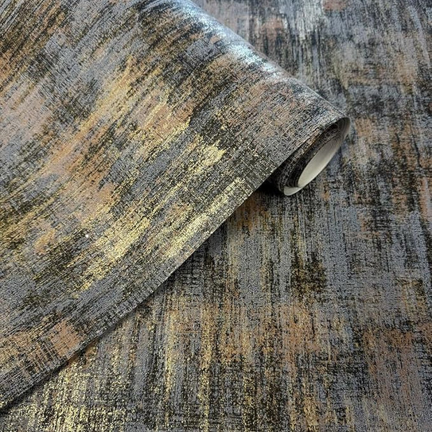 AM1NAH Distressed Wallpaper Industrial Texture Metallic Traditional Wall Paper, 20.8" X 393.0"