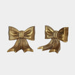 Gold Bow Metal Bookends Set of 2 Heavy Duty Cast Iron Book Ends for Heavy Books Unique Modern Decorative Book Holders for Shelves Home Accent Decor