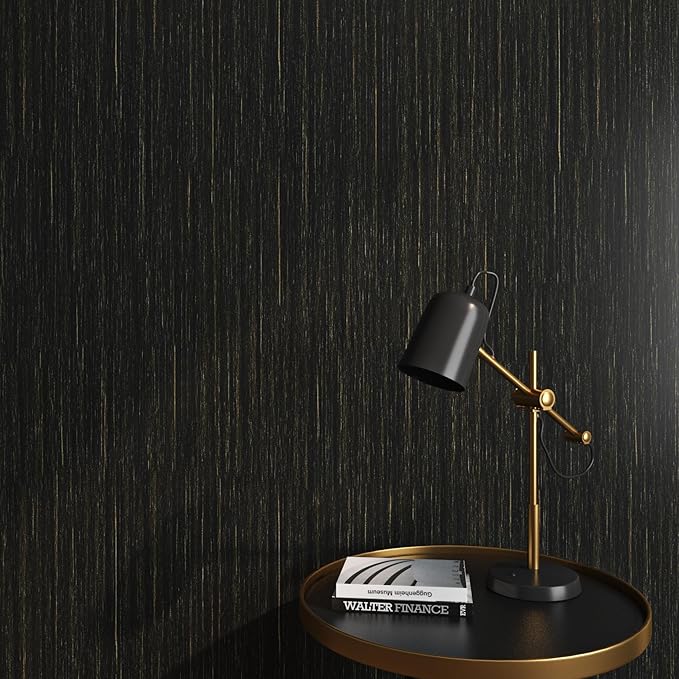 Livelynine 15.8x394 Gold and Black Textured Wallpaper for Bathroom Walls Waterproof Contact Paper Peel and Stick Accent Wall Paper Modern Self Adhesive Cabinet Covers Kitchen Counter Top Vinyl Wrap