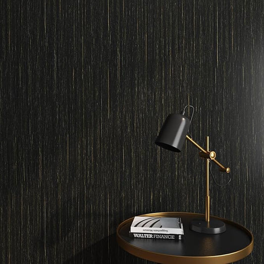 Livelynine 15.8x394 Gold and Black Textured Wallpaper for Bathroom Walls Waterproof Contact Paper Peel and Stick Accent Wall Paper Modern Self Adhesive Cabinet Covers Kitchen Counter Top Vinyl Wrap
