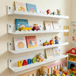 24 Inch Nursery Book Shelves Set of 4, White Metal Floating Shelves for Wall, Scalloped Cloud Book Shelf for Kids Room, Bathroom, Bedroom, Playroom Wall Decor & Storage