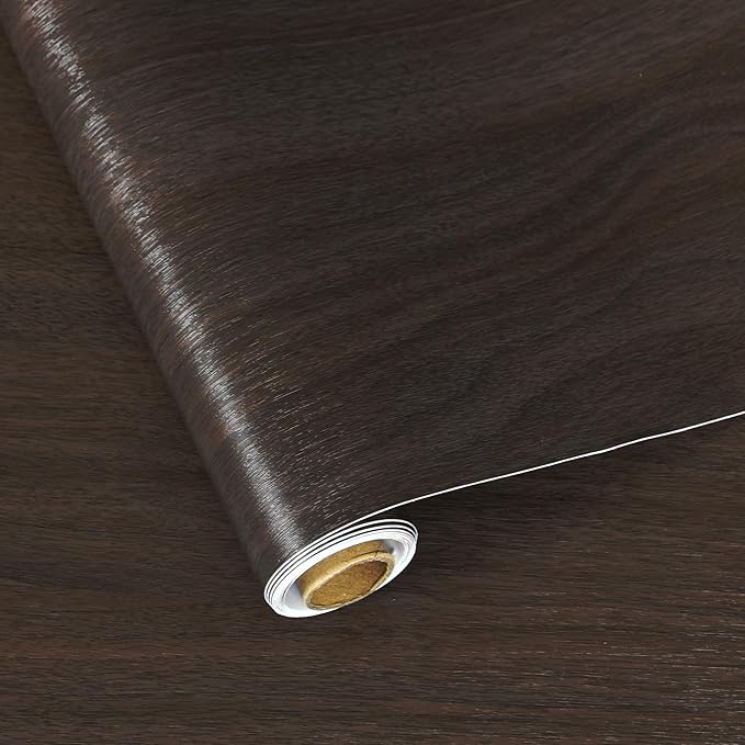 Wood Grain Wallpaper Dark Peel and Stick Wallpaper Waterproof Faux Wood Contact Paper Self Adhesive Wall Paper Wood Vinyl Wrap for Countertop Kitchen Cabinets Desk Table Shelf Liner 16"x118"