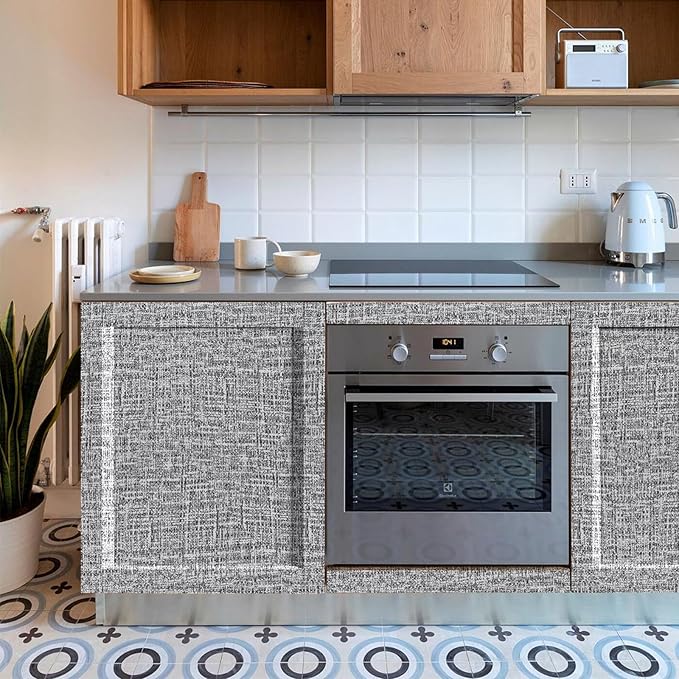 Yancorp 24"x120" Textured Fabric Wallpaper Faux Grasscloth Peel and Stick Self-Adhesive Removable Wallpaper Liners for Cabinets and Counter Tops