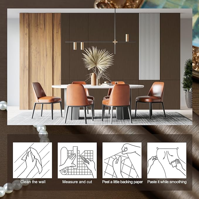 Bronze Satin Peel and Stick Wallpaper 15.7"×236" Metallic Textured Contact Paper Modern Waterproof Wallpapers Removable Self Adhesive Vinyl DIY Decor Wall Paper for Bedroom kitchen Cabinets Fridge