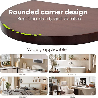 Small Wood Floating Shelves (2-Pack, 8-inch Diameter) - Round Sturdy Invisible Wall Mount Display for Small Plants,Toys,Bathroom,Living Room Storage & Modern Rustic Décor (Dark Walnut)