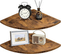 Homode Corner Shelf Wall Mount, 12 Inch Wood Floating Corner Shelves with Cord Hole, Set of 2 Large Corner Hanging Shelves for Bathroom Bedroom Kitchen, Rustic Brown