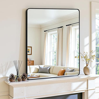 Antok Wall Mirror, 22"x30" Bathroom Vanity Mirror, Anti-Rust HD Tempered Glass, Wall Mounted Mirrors for Living Room, Entryway, Black Frame, Rect