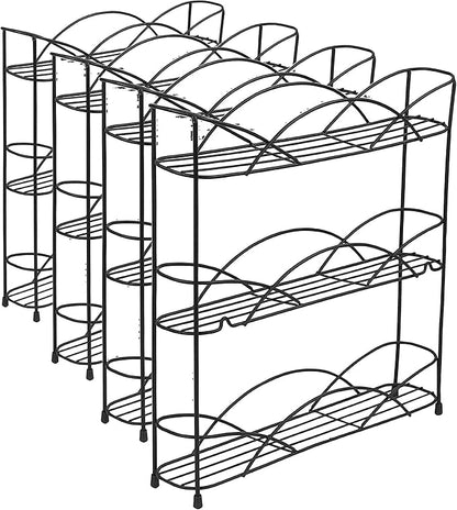 Spectrum Diversified 3-Tier Spice Rack Shelf Organizer for Kitchen Countertop, Pantry, Bathroom, or Closet with Optional Wall Mount, Black (Pack of 4)