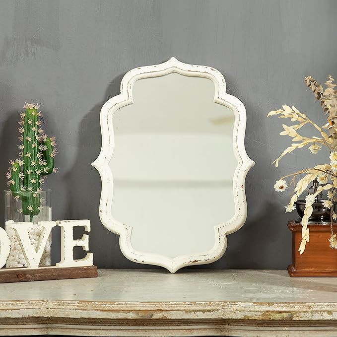 Vintage Small Scalloped Wall Mirror Decorative 16
