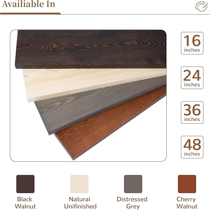 Marsmiles Wood Floating Shelves | Rustic Mahogany Wood Wall Shelves Set of 2 | 16