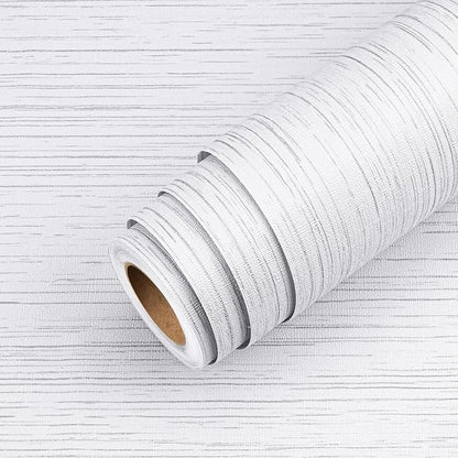 Livelynine White Grasscloth Peel and Stick Wallpaper Textured Grass Cloth Wall Paper Peel & Stick Modern Bathroom Bedroom RV Wall Covering Removable Texture White Contact Paper for Cabinets 15.8x78.8