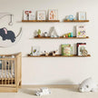 Fun Memories Picture Ledge Shelf, 60 Inch Floating Shelves Set of 2, Large Book Shelves for Toys Storage, Kids Bookshelf Wall Mounted for Wall Decor Books Photo Frames, Rustic Brown
