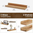 Floating Shelves for Wall - Natural Wood Picture Ledge Shelf Set of 2 - Solid Ash Wood Wall Shelves with Lip - Picture Frame Shelf Nursery Bookshelf