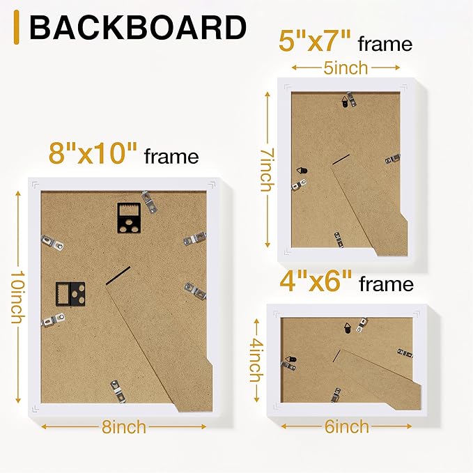 Vittanly 15 Pack Picture Frames Collage Wall Decor for Mounting or Tabletop Display, Gallery Frame Set for Family, Multi Sizes Including 3pcs 8x10, 6pcs 5x7, 6pcs 4x6, White