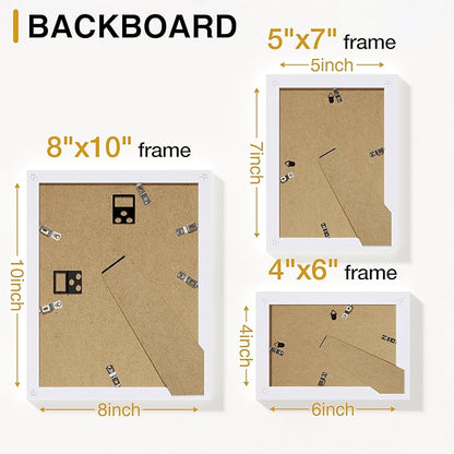 Vittanly 15 Pack Picture Frames Collage Wall Decor for Mounting or Tabletop Display, Gallery Frame Set for Family, Multi Sizes Including 3pcs 8x10, 6pcs 5x7, 6pcs 4x6, White