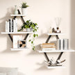 Floating Shelves, Wall Shelf Set of 2, Wall Mounted Shelves, 3-Tier Hanging Wall Shelves for Bathroom, Living Room, Bedroom, Kitchen, Office (White)
