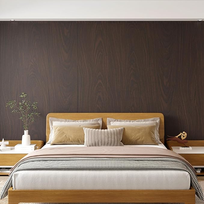 Dark Brown Wood Grain Contact Paper Thick Walnut Wood Wallpaper Peel Stick Black Walnut Wood Look Wall Paper Removable Adhesive Waterproof Wall Covering Decoration Countertop Table Counter Vinyl Wrap