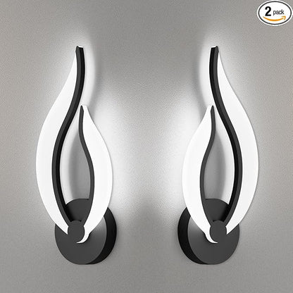 Hard-Wired 2-Pack Modern Indoor Wall Sconce 10W LED Black Dimmable Wall Sconce Set of 2 for Living Room Bedroom Hallway (Cool White Light, 5500K)