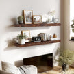 48x6.8x2in Floating Shelf – Natural Brown Solid Wood Rustic Mounted Shelf – Heavy Duty Decorative Storage for Living Room, Kitchen, Bathroom, Bedroom