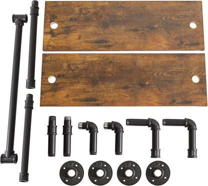 IBUYKE Pipe Floating Shelves,Rustic Iron 28.5 inches Industrial Pipe Shelf,2-Tier Wall Shelf with Towel Bar,Wall Mount Bookshelf for Bedroom,Kitchen,Living Room,Bathroom URF-TM014