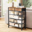 Kitstorack Shoe Rack, 5 Tier Shoe Organizer for 12-16 Pairs of Shoes, with 2 Drawers, 3 Fabric Shelves and Wooden Top, Shoe Rack for Closet Entryway, Rustic Brown