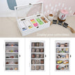 Ikee Design Wall Mounted Wooden Collectible Shadow Box Display Case 5 Shelf Display Shot Glass Storage Accessories with Tempered Glass Door, Wash White Color