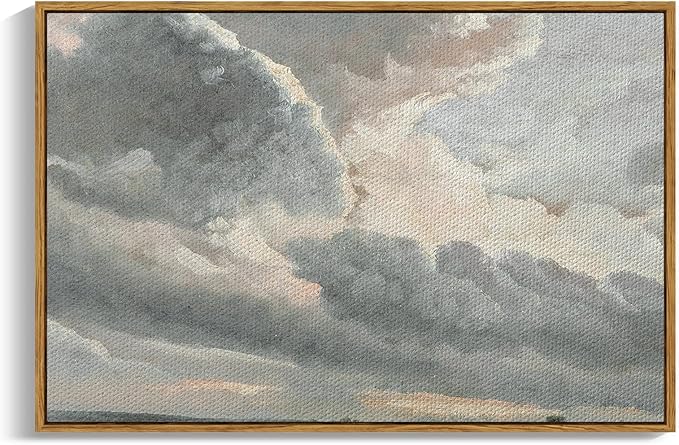 InSimSea Framed Canvas Wall Art, Landscape Wall Art, Study of Clouds Painting, Modern Farmhouse Decor, Rustic Wall Decor for Living Room, Bedroom, Office, 24