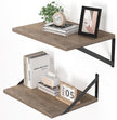 Heimlove Deep Floating Shelves for Wall, 16W x 12D Rustic Grey Wood Wall Shelves Set of 2, Large Floating Shelf for Living Room, Kitchen, Office, Bedroom and Decor Storage, with Metal Bracket - Grey