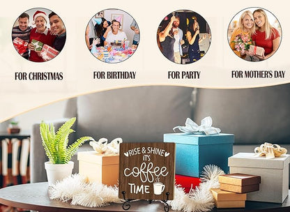 Coffee Desk Decor Sign, Coffee Time Sign With Stand For Farmhouse Home Kitchen Table, Wine Sign For Farmhouse Home Kitchen Bar Shelf Table, Gifts For Family Friend Coworker-10