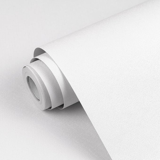White Contact Paper Solid White Peel and Stick Wallpaper 17.3"x1200" Matte Self Adhesive Waterproof Vinyl Roll for Bathroom Kitchen Backsplash Cabinets Shelf Liners Drawers