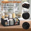 Coffee Station Organizer, Coffee Bar Organizer for Countertop, Coffee and Tea Condiment Storage Organizer, 5 Compartments Coffee Bar Accessories and Organizer, Black, Wooden (Black)