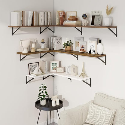Axeman Deep Floating Shelves | 24 Inch White Wall Shelves Set of 2 | 10 Inch Deep Wood Floating Shelves for Wall | 24" W x 10" D White Shelves for Living Room Bathroom Kitchen