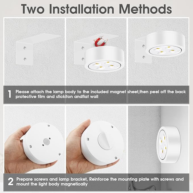 Picture Lights for Wall, 3 Lighting Modes Magnetic Art Display Light,Battery Operated Led Painting Light with Remote Control Dimmable & Timer,3Pack White