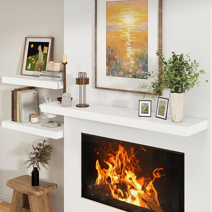 12 Inch Deep Floating Shelves | 55 Inch White Floating Shelves | 55