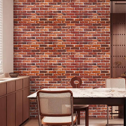 Brick Wallpaper Peel and Stick Red Brick Wallpaper for Bedroom 17.7" X 118" Faux Peel and Stick Wall Paper for Fireplace Kitchen Accent Home Decoration Party Brick Wrapping Paper for Backsplash
