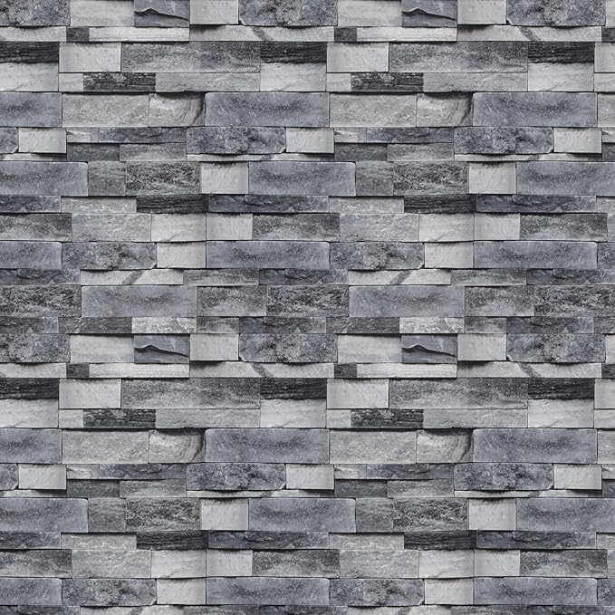 Timeet Grey Brick Wallpaper Peel and Stick Wallpaper Vintage Brick Wallpaper 17.7”X 393.7” Self-Adhesive Removable Wallpaper for Kitchen Bedroom Living Room Decoration
