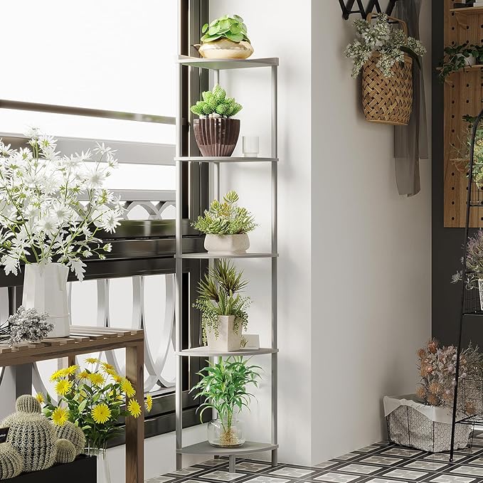 SUNMORY 5 Tier Corner Shelf Stand,Industrial 65