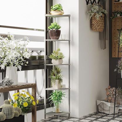 SUNMORY 5 Tier Corner Shelf Stand,Industrial 65" Corner Shelves Display Shelf for Living Room Decor,Wall Corner Bookshelf Multi Unit Organizer,Tall Shelf Plant Stand for Bedroom,Bathroom,Small Space