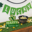 Happy St. Patrick's Day Wood Block Table Sign, Wooden Shamrock Table Top Decorations Tiered Trays Desk Shelf Irish Home Office Coffee Bar Decor 3 Pieces Green