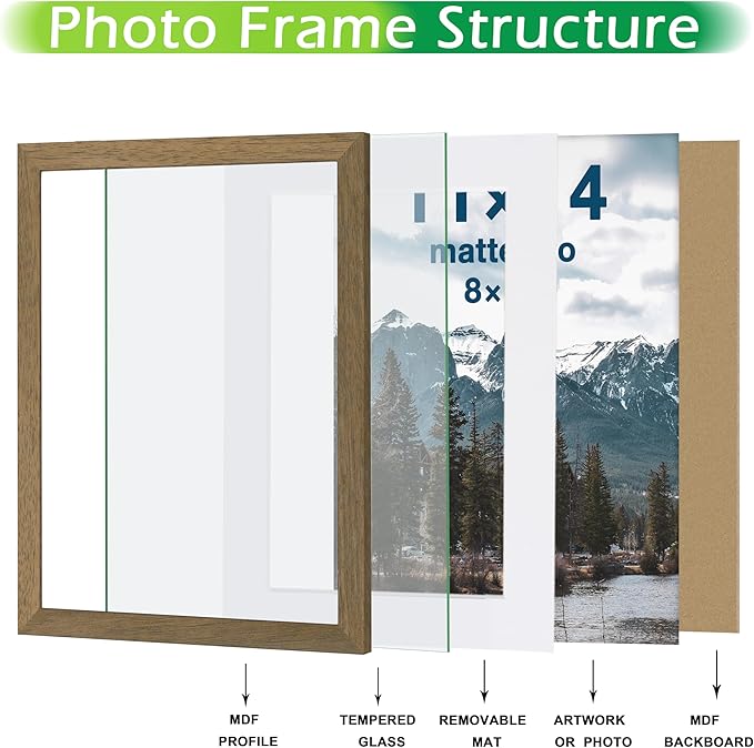 FrameWorks 2-Pack, 4x6 Picture Frame, Dark Oak – Classic Wooden Photo Frame with Tempered Glass, Modern Matte Finish for Prints, Posters, Certificates & Wall Decor – Gallery-Ready
