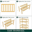 Smiry Bamboo Shoe Rack for Closet, 4 Tier Small Wooden Stackable Shoe Organizer, Free Standing Shoes Storage Shelf for Entryway, Front Door Entrance, Natural