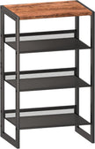 Narrow 4-Tier Shoe Rack, Slim Space-Saving Shelf with Decorative Wood Top & Steel Mesh, Entryway/Closet/Dorm Organizer, 16.5x11.8x27.9 Inches