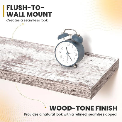 72 Inch Floating Shelves, 9.3" Deep Floating Shelf Wall Mounted, 72" Wall Shelves, Rustic Deep Bookshelf, Large Display Shelves & Storage Shelves for Bedroom, Living Room, Rustic, Set of 1