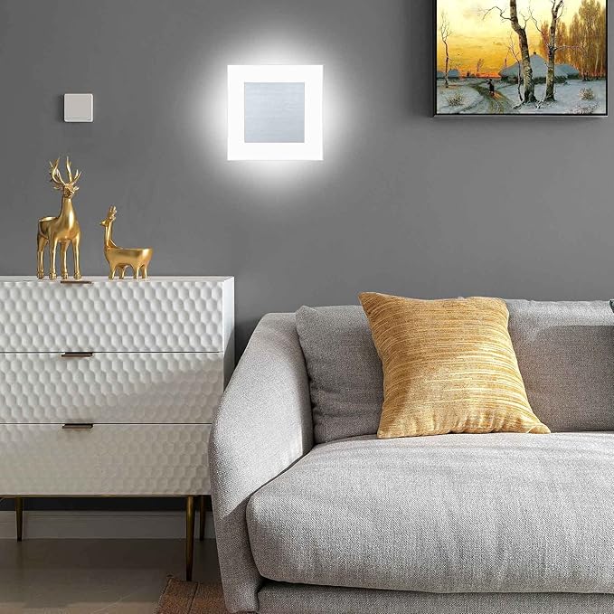 Kawell Modern 10W LED Wall Sconces Indoor LED Wall Light Square Acrylic LED Wall Lamp Minimalists LED Wall Light Sconce for Bedroom Living Room Stairwell Hallway Lounge, Cold White