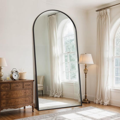 Full Length Mirror, 76" x 34" Arched Full Body Mirror Large Standing Floor Mirrors, Mirrors for Bedroom, Bathroom, Living Room Standing or Wall Leaning, Black